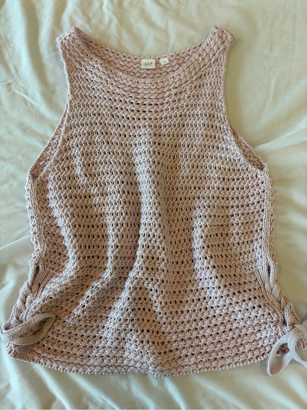 GAP Open-Knit Side‎ Tie Tank Top in Dusty Rose